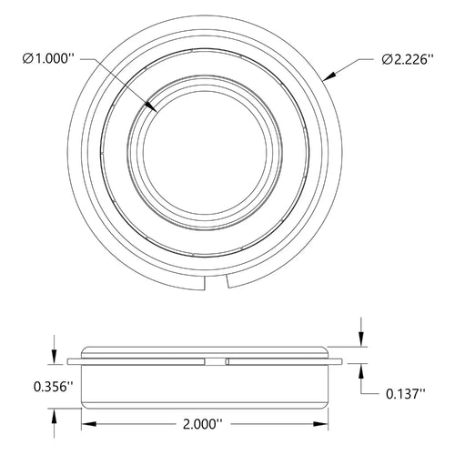 ServoCity 1" ID Flanged Ball Bearing (2" OD, 1/2" Thickness)