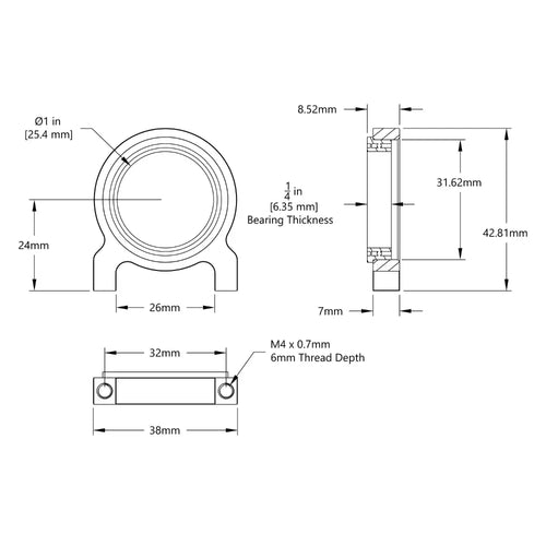 ServoCity 1-Side, 2-Post Pillow Block (1" Bore)