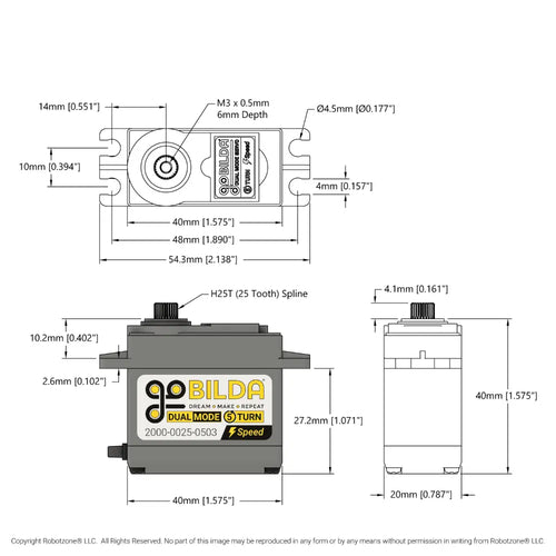 ServoCity 2000 Series 5-Turn, Dual Mode Servo (25-3, Speed)
