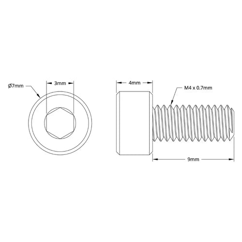 ServoCity 2800 Series Zinc-Plated Steel Socket Head Screw (M4 x 0.7mm, 9mm Length) - 25pk