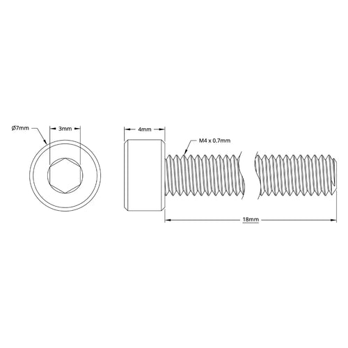 ServoCity 2800 Series Zinc-Plated Steel Socket Head Screw (M4 x 0.7mm, 18mm L) - 25pk