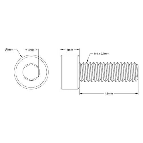 ServoCity 2800 Series Zinc-Plated Steel Socket Head Screw (M4 x 0.7mm, 12mm Length) - 25pk