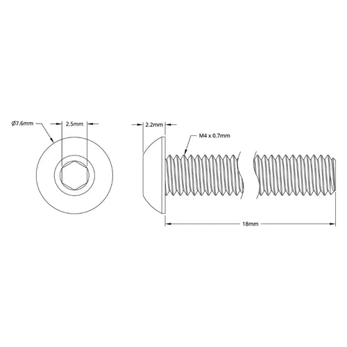ServoCity 2802 Series Zinc-Plated Steel Button Head Screw (M4 x 0.7mm, 18mm L) - 25pk
