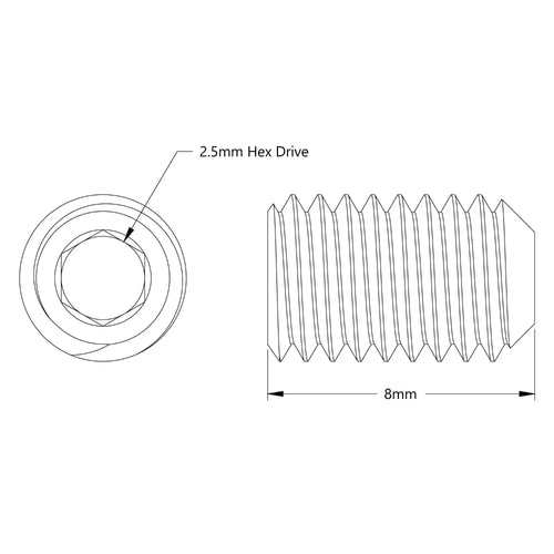 ServoCity 2806 Series Black Oxide Steel Cup-Point Set-Screw (M5 x 0.8mm, 8mm Length) - 25pk