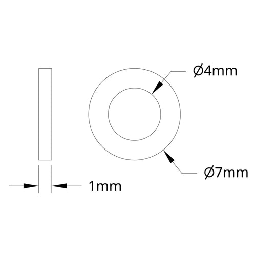 ServoCity 2807 Series Stainless Steel Shim (4mm ID x 7mm OD, 1mm Thickness) - 12 Pack
