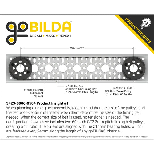 ServoCity 2mm Pitch GT2 Timing Belt (6mm Width, 504mm Pitch Length, 252 Tooth)