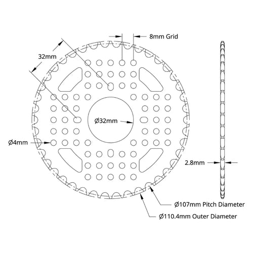ServoCity 3310 Series 8mm Pitch Aluminum Hub Mount Sprocket (32mm Bore, 42 Tooth)