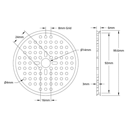 ServoCity 3400 Series Hub Mount Round Belt Pulley (14mm Bore, 96mm PD)