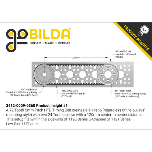ServoCity 3412 Series 5mm HTD Pitch Timing Belt (9mm Width, 360mm Pitch Length, 72 Tooth)