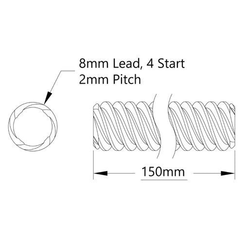 ServoCity 3501 Series Lead Screw (8mm Lead, 4 Start, 150mm Length)