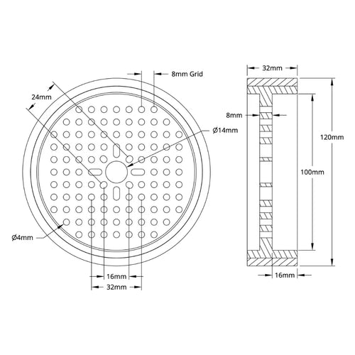 ServoCity 3601 Series Rhino Wheel (14mm Bore, 120mm Diameter)