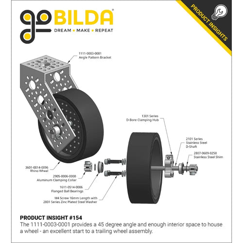 ServoCity 3601 Series Rhino Wheel (14mm Bore, 120mm Diameter)