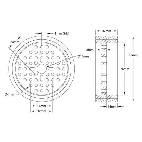 ServoCity 3601 Series Rhino Wheel (14mm Bore, 96mm Diameter)
