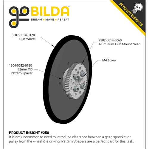 ServoCity 3607 Series Disc Wheel (14mm Bore, 48mm Diameter, Black) - 2 Pack
