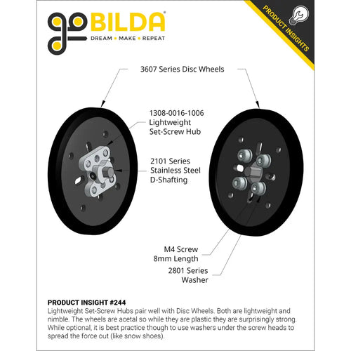 ServoCity 3607 Series Disc Wheel (14mm Bore, 72mm Diameter, Black) - 2 Pack