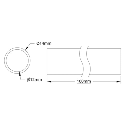 ServoCity 4100 Series Tube (12mm ID x 14mm OD, 100mm Length)