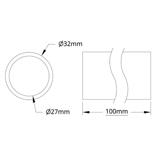 ServoCity 4100 Series Aluminum Tube (27mm ID x 32mm OD, 100mm Length)