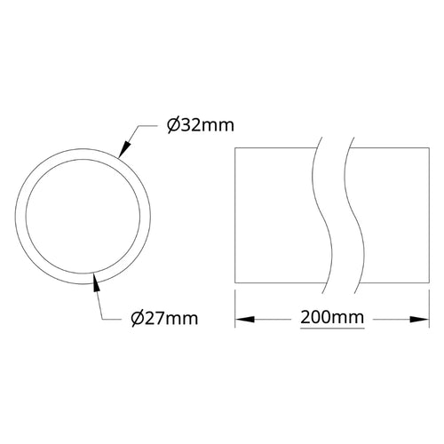 ServoCity 4100 Series Aluminum Tube (27mm ID x 32mm OD, 200mm Length)