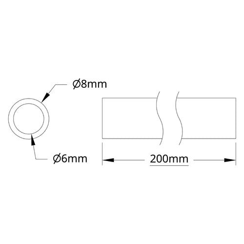 ServoCity 4100 Series Aluminum Tube (6mm ID x 8mm OD, 200mm Length)