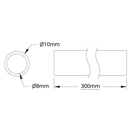 ServoCity 4100 Series Aluminum Tube (8mm ID x 10mm OD, 300mm Length)