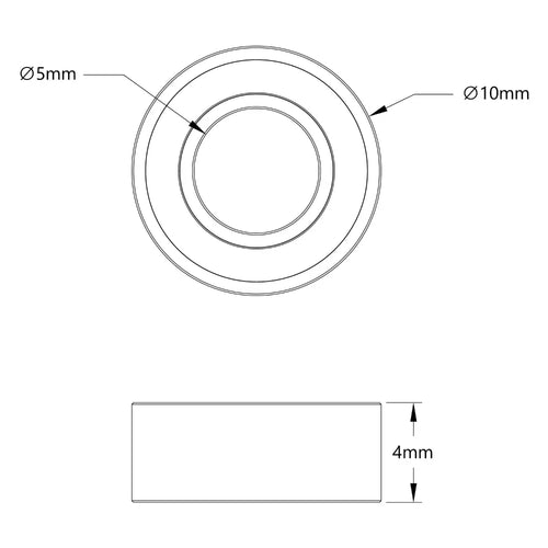 ServoCity 5mm ID Non-Flanged Ball Bearing (10mm OD, 4mm Thickness) - 2 Pack