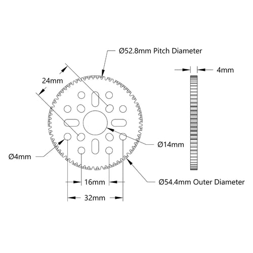 ServoCity 66 Tooth Hub-Mount Gear (MOD 0.8, 4mm Thick Acetal)