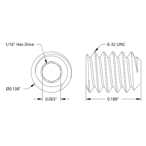 ServoCity 6-32 Cup-Point Set-Screw (0.1875" Length) - 6 Pack