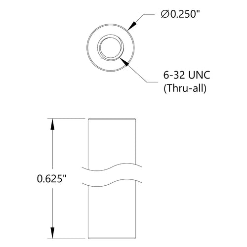 ServoCity 6-32 UNC Standoff (1/4" OD, 5/8" Length) - 4 Pack