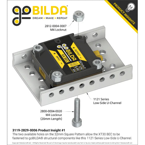 ServoCity 6A BEC / Voltage Regulator (6-24V Input, 5V, 6V, 8.4V, 12V Output, XT30 Connectors)