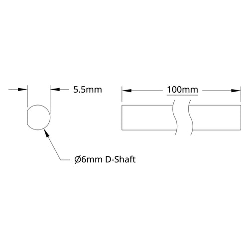 ServoCity 6mm D-Shaft (Stainless Steel, 100mm Length)