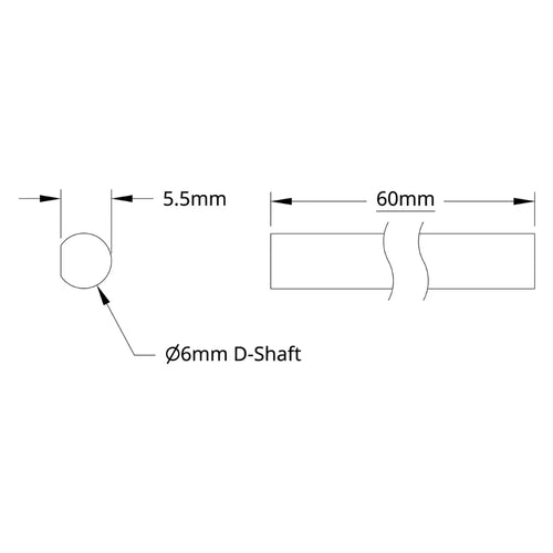 ServoCity 6mm D-Shaft (Stainless Steel, 60mm Length)