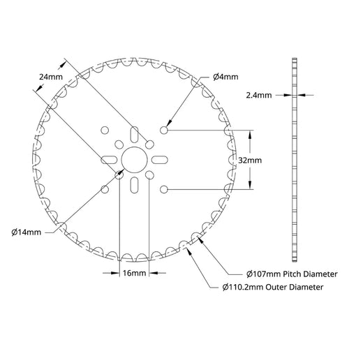 ServoCity 8mm Pitch Acetal Hub-Mount Sprocket (14mm Bore, 42 Tooth)