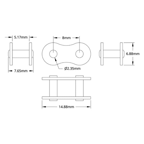 ServoCity 8mm Pitch Steel Chain Connecting Link - 6 Pack