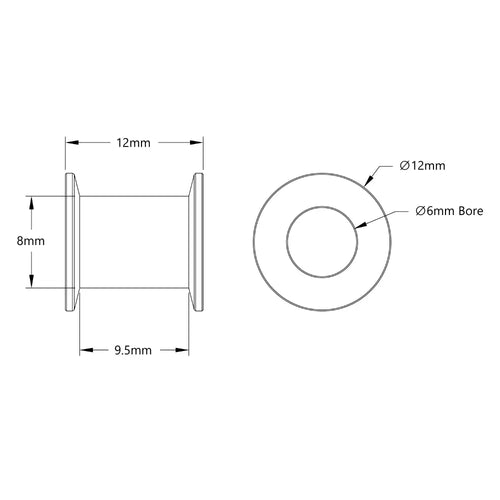 ServoCity Acetal Timing Belt Idler (6mm ID x 12mm OD, 12mm Width, 1-1) - 2 Pack