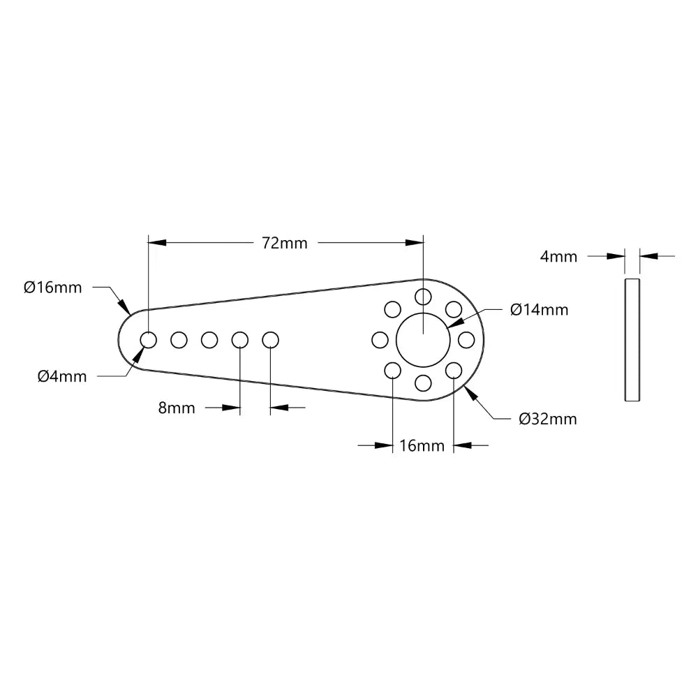 ServoCity Hub-Mount Control Arm (14mm Bore, 72mm Length)