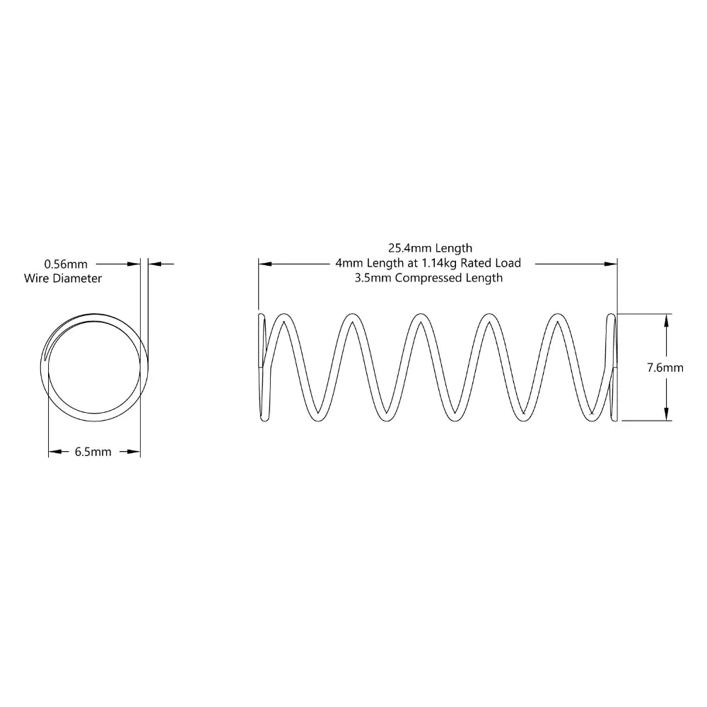 ServoCity Compression Spring (6mm ID x 8mm OD, 1.1Kg Max Load, 4-25mm Length) - 2 Pack