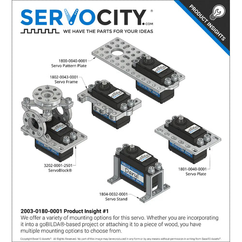 ServoCity Daryl (Nylon Gears, 180° Rotation, 0.15s/60°, 53 Oz-In)