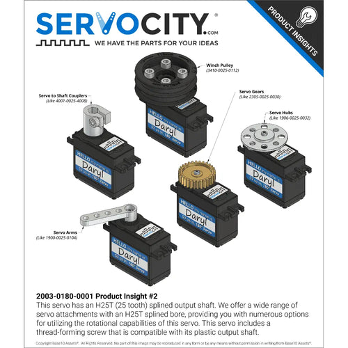 ServoCity Daryl (Nylon Gears, 180° Rotation, 0.15s/60°, 53 Oz-In)