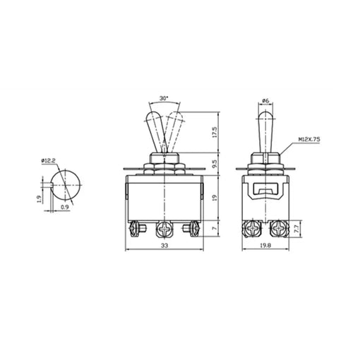 ServoCity DPDT Heavy Duty Latching Toggle Switch (Center Off)