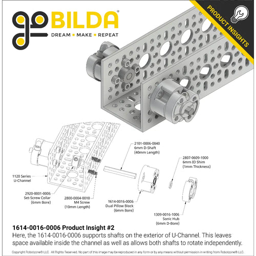 ServoCity Dual-Bearing Pillow Block (6mm Bore)
