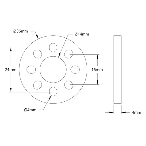 ServoCity GoTUBE Endcap (14mm Bore, 36mm OD, 4mm Thick) - 4 Pack