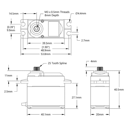 ServoCity HSR-M9382TH Servo - 1.19 Turn Max Rotation (Stock)