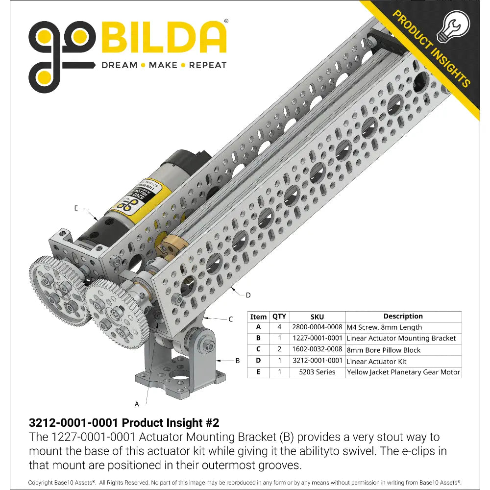 ServoCity Linear Actuator Kit (1120 Series, 201mm Stroke, 8mm Lead
