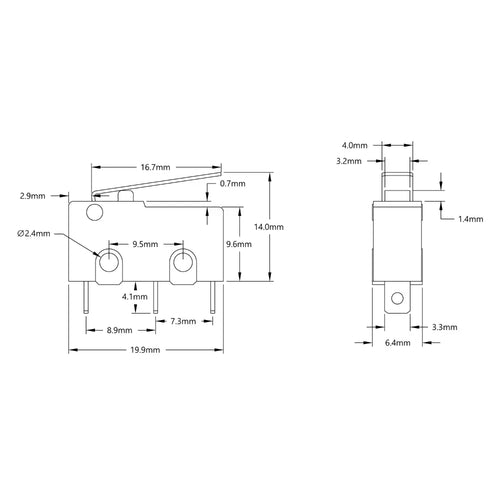 ServoCity Micro Limit Switch (Straight Lever) - 2 Pack