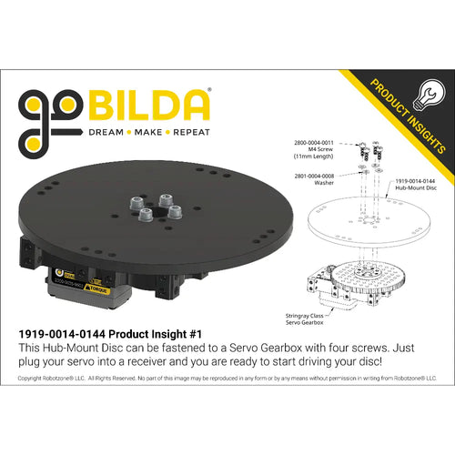 ServoCity Plastic Hub-Mount Disc (14mm Bore, 144mm Diameter)