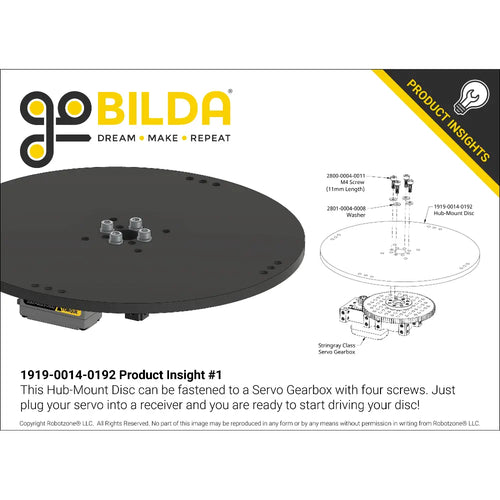 ServoCity Plastic Hub-Mount Disc (14mm Bore, 192mm Diameter)