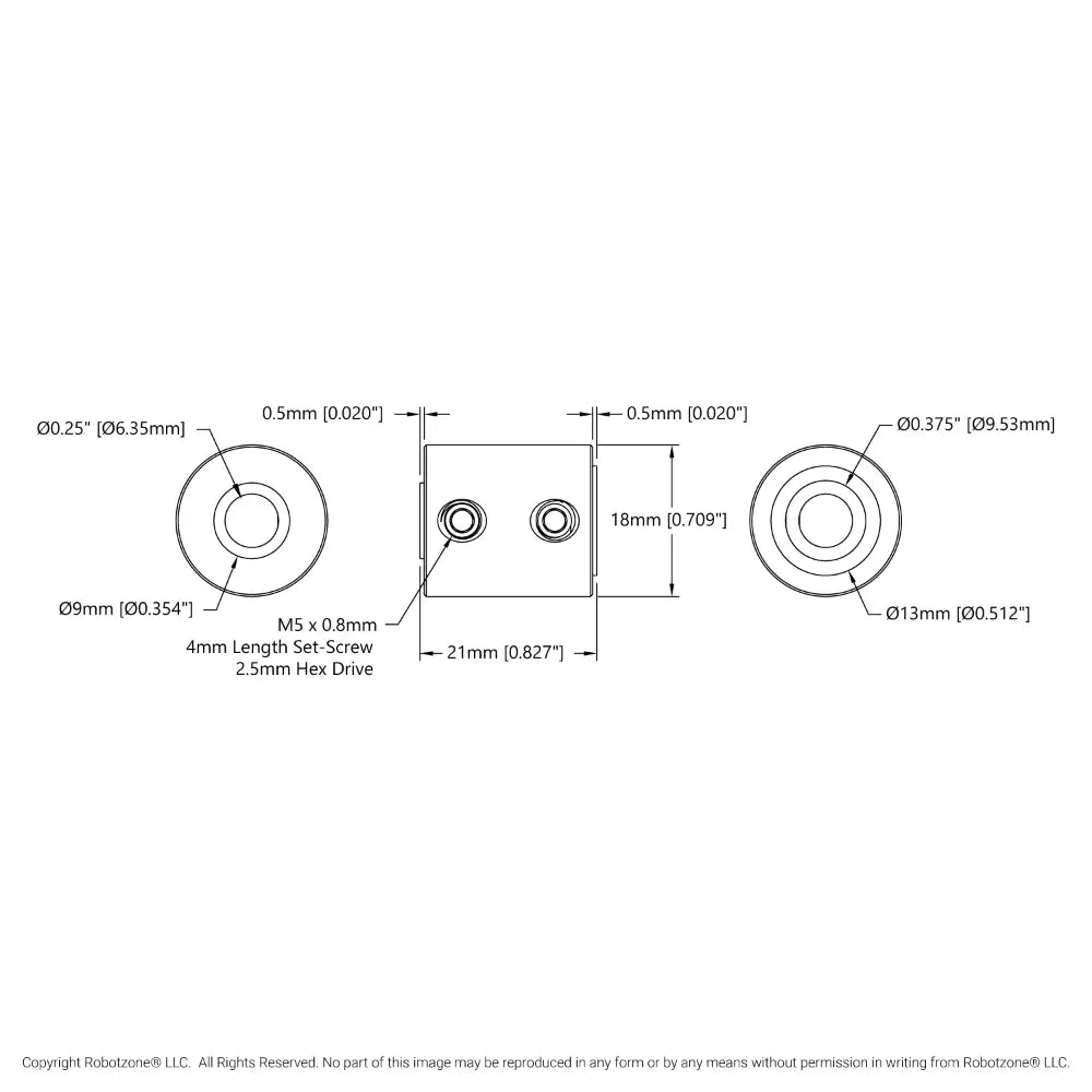 ServoCity SetScrew Shaft Coupler (1/4" Round Bore to 3/8" Round Bore