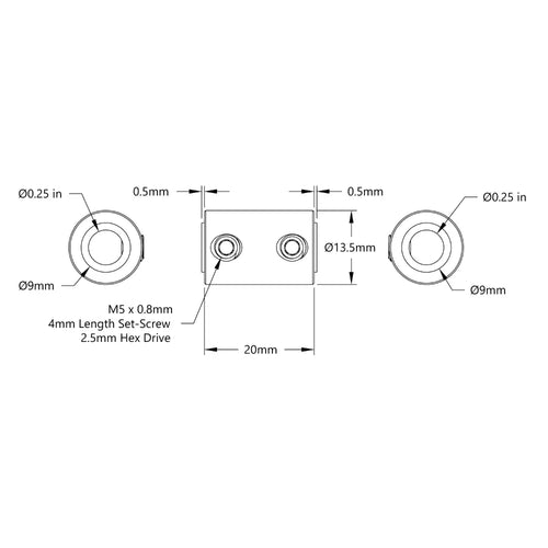 ServoCity Set-Screw Shaft Coupler (1/4" Round Bore to 1/4" Round Bore)