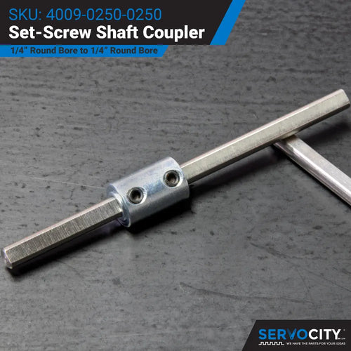 ServoCity Set-Screw Shaft Coupler (1/4" Round Bore to 1/4" Round Bore)