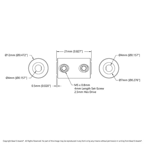 ServoCity Set-Screw Shaft Coupler (4mm Round Bore to 4mm Round Bore)